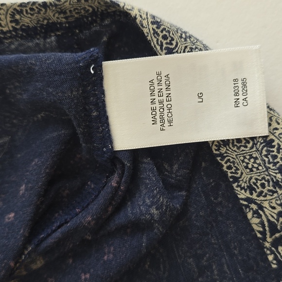 Lucky Brand Womens Ruffled VNeck Top Abstract Multi Color Modal Blend Size Large - Picture 16 of 16